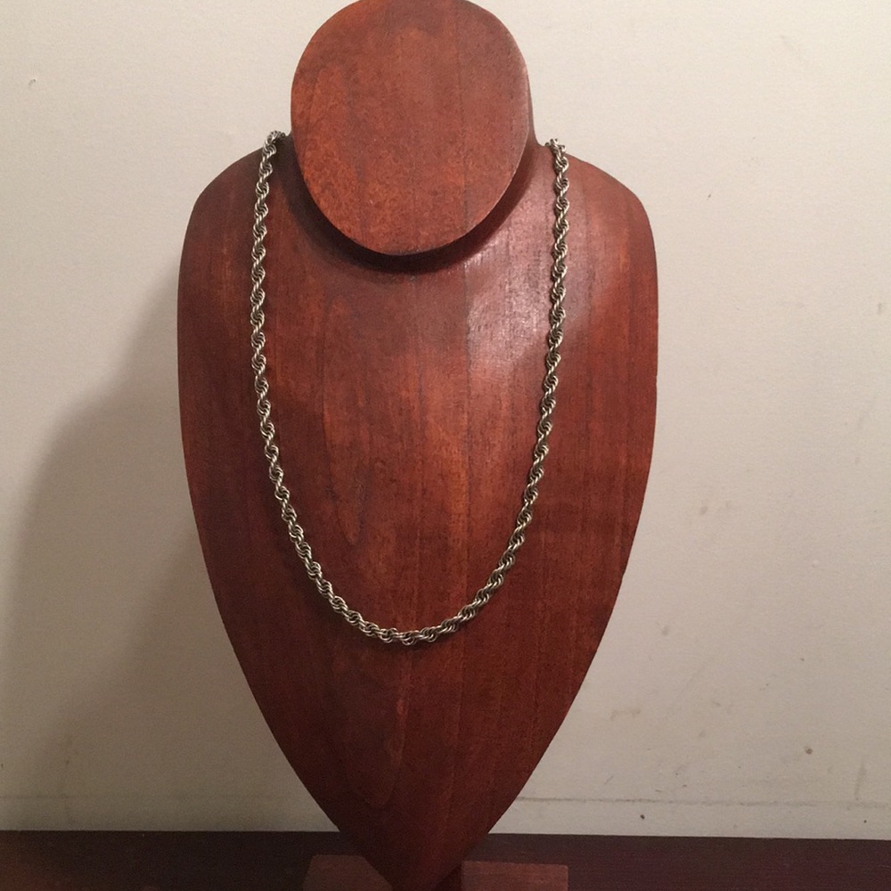 Silver Twisted Rope Necklace with Polished Finish